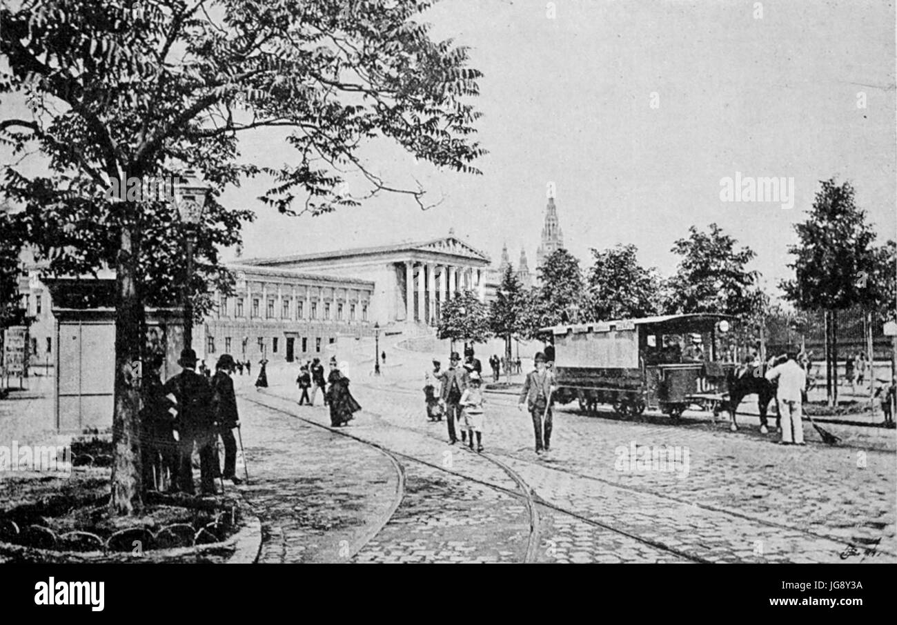 Wiener Ringstraße mit Parlament-Victor Angerer-1890 Stock Photo