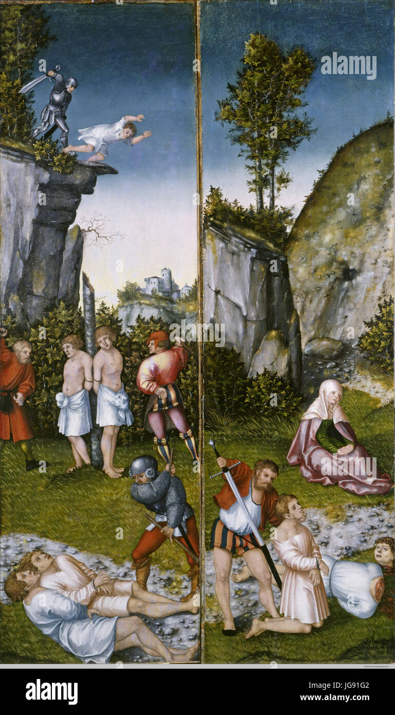 Lucas Cranach .d.Ä. - Die Marter der sieben Söhne der Felicitas (Niedersächsisches Landesmuseum) Stock Photo