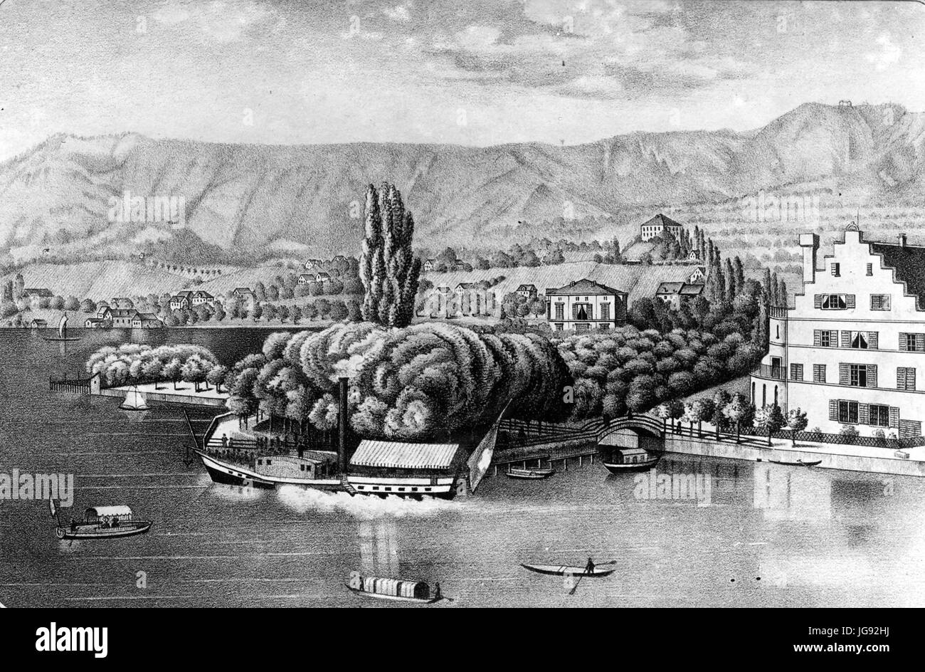 Zürich - Bauschänzli - Landungsstelle 1835-1883 Stock Photo