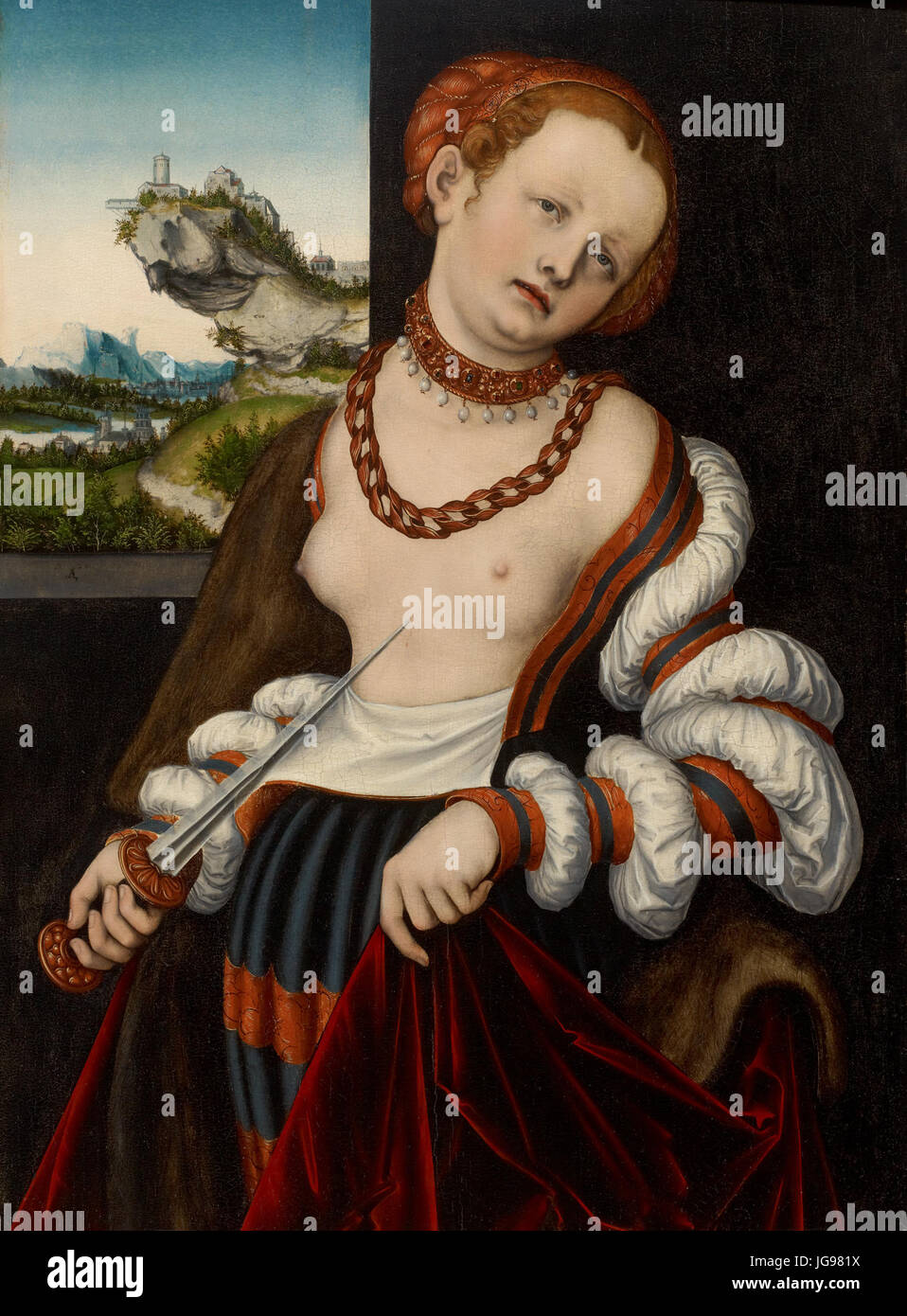 Lucas Cranach d.Ä. - Selbstmord der Lukrezia (1529, Houston) Stock Photo