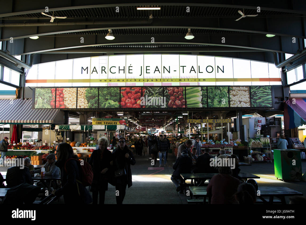 Jean-Talon Market in the Little Italy district of Montreal, Canada. The public market opened in 1933 as the Marché du Nord or North-End Market. Stock Photo
