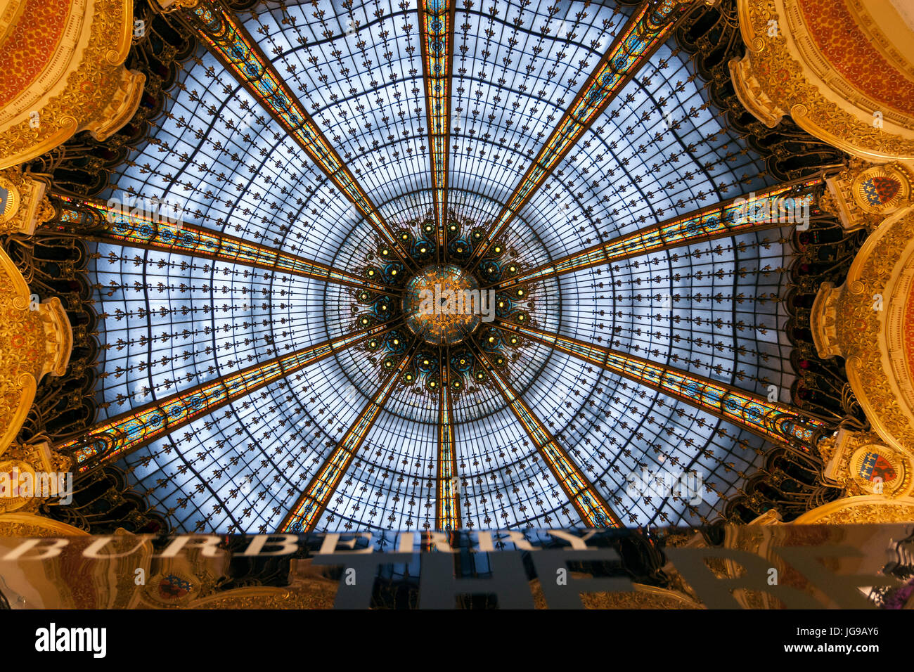 Burberry, Galeries Lafayette Haussmann, French department store, by the  architect Georges Chedanne and Ferdinand Chanut with a Art Nouveau dome,  Paris Stock Photo - Alamy