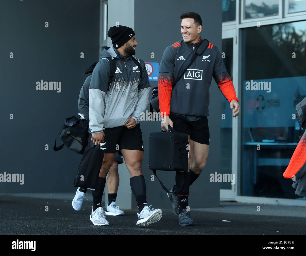 New Zealand S Sonny Bill Williams Arrives With Lima Sopoaga During A Training Session At The Trust Arena Henderson Stock Photo Alamy