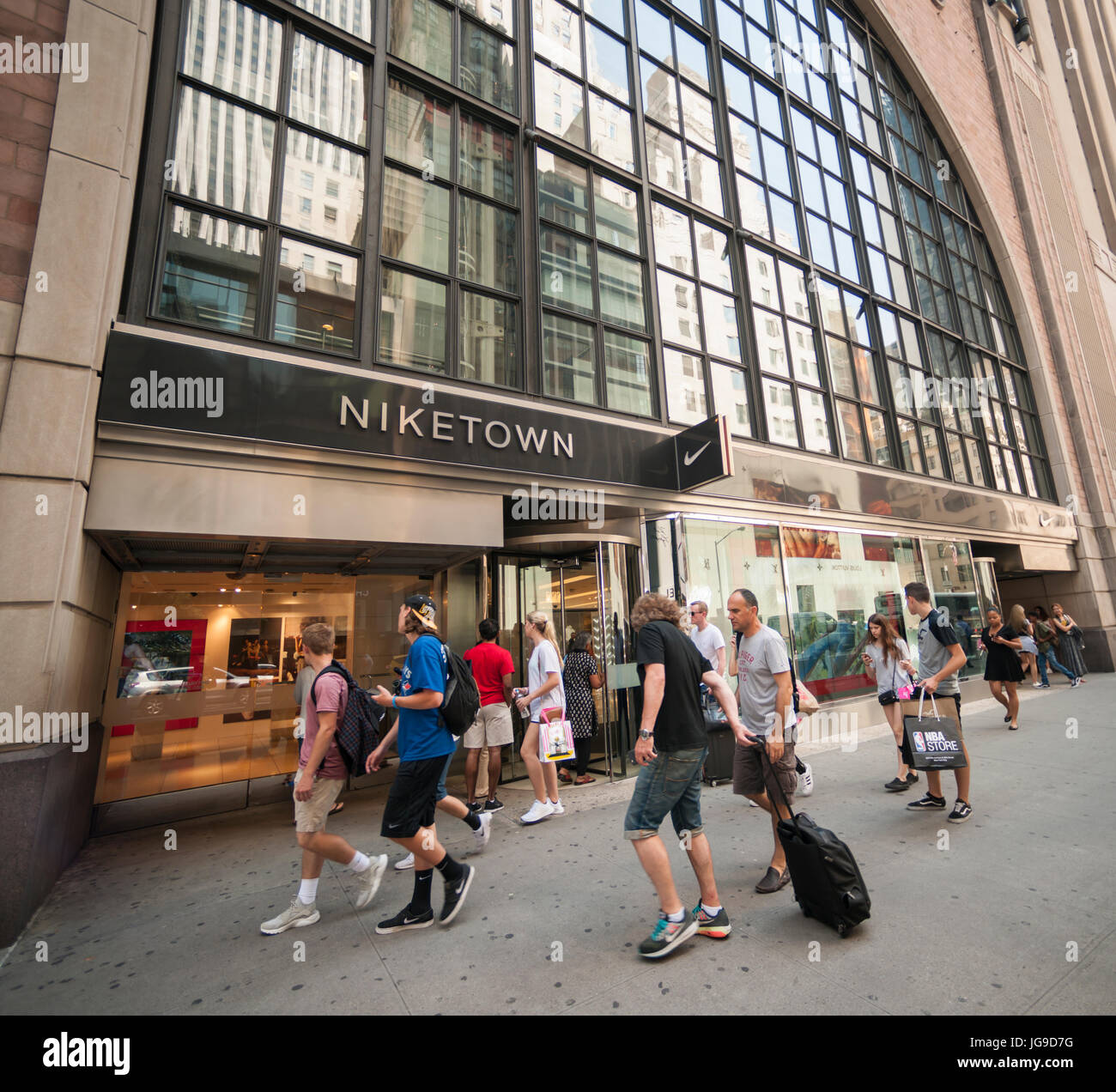Niketown in Midtown Manhattan in New York on Friday, June 30, 2017. Nike announced that it will sell a limited selection of products through Amazon. (© Richard B. Levine) Stock Photo