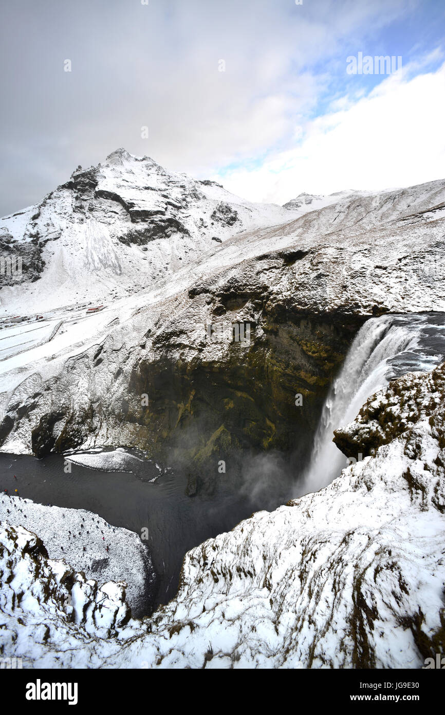 Skógafoss waterfall, Iceland, in winter Stock Photo