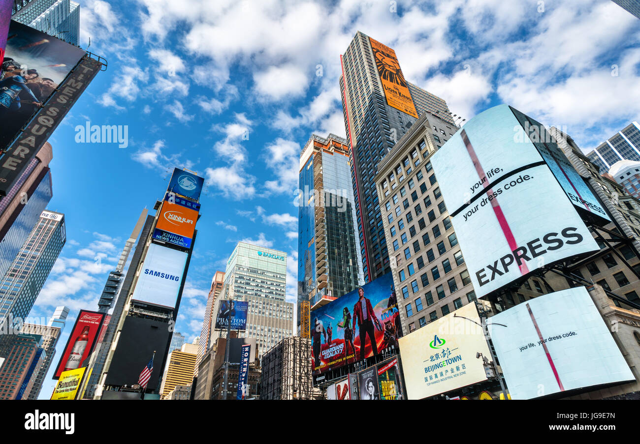 View of Times Square in Midtown Manhattan - New York City, United States Stock Photo