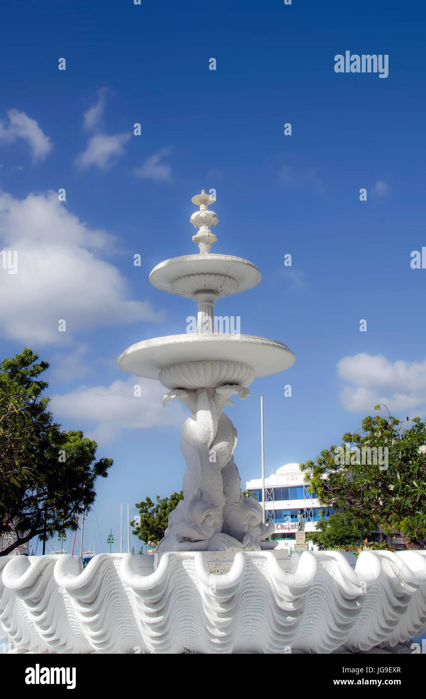 Dolphin Fountain in Heroes Square Bridgetown Barbados Stock Photo