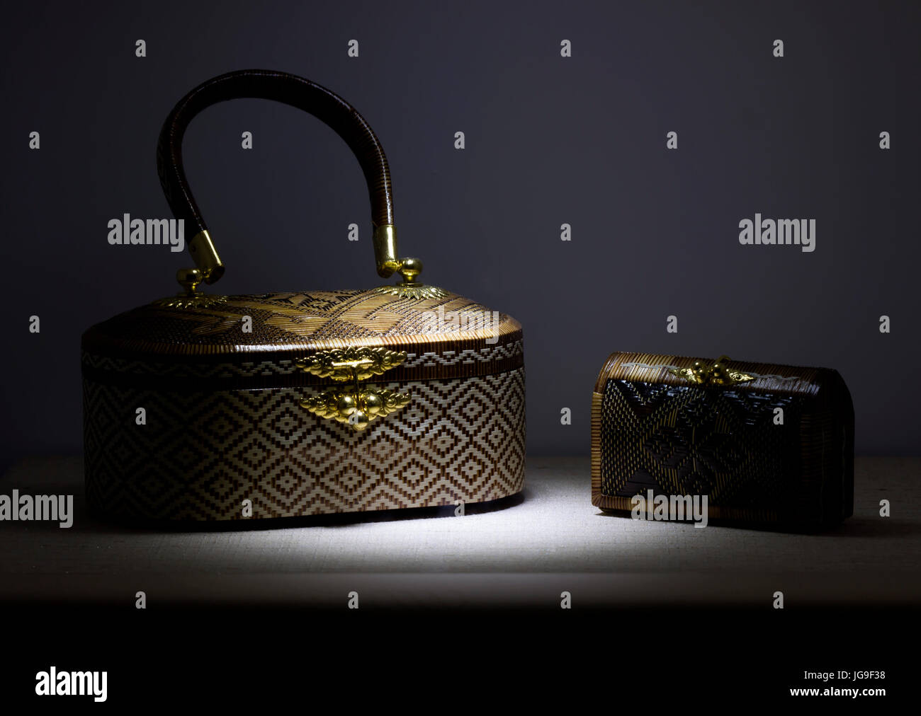 Ancient handbag Dark corner with some light Stock Photo Alamy