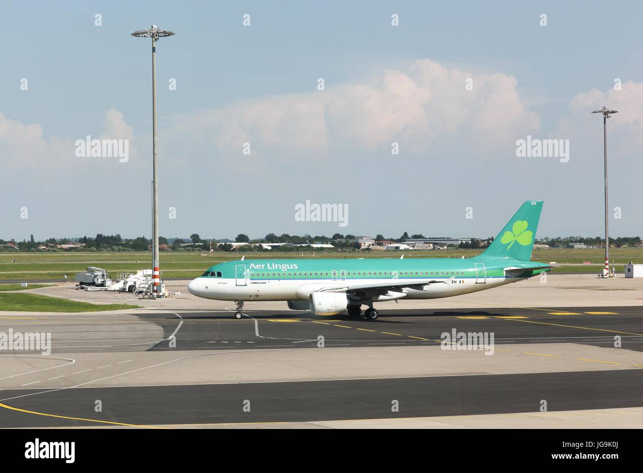 Lyon, France - May 27 2017: Aer Lingus airplane at Lyon airport. Aer Lingus is the flag carrier airline of Ireland Stock Photo