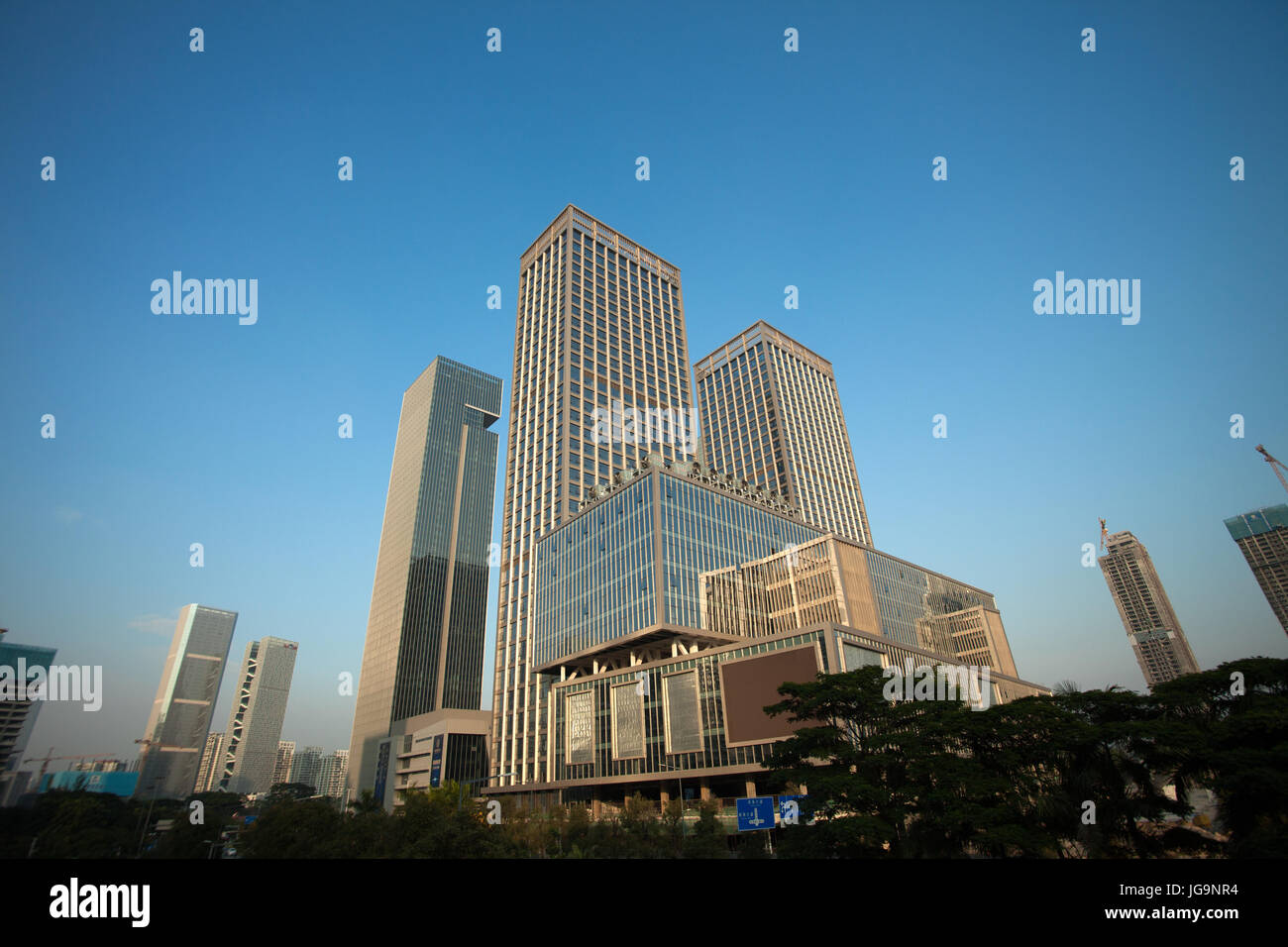 Skycrapers and office buildings; Nanshan district, Shenzhen; Guangdong province; People's republic of China Stock Photo