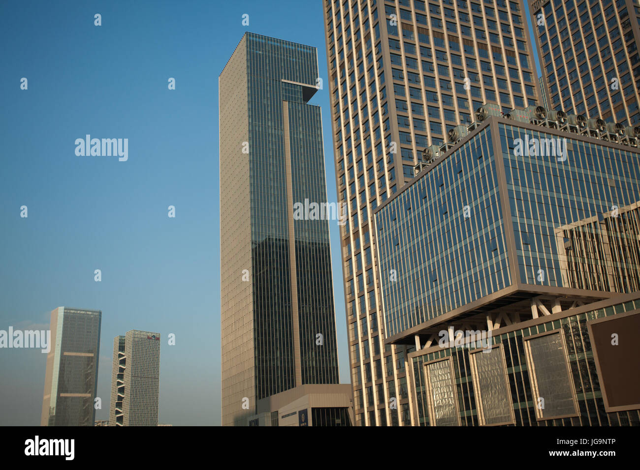 Skycrapers and office buildings; Nanshan district, Shenzhen; Guangdong province; People's republic of China Stock Photo
