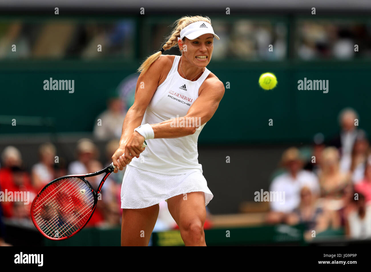 Angelique Kerber in action against Irina Falconi on day two of the Wimbledon Championships at The All England Lawn Tennis and Croquet Club, Wimbledon. Stock Photo