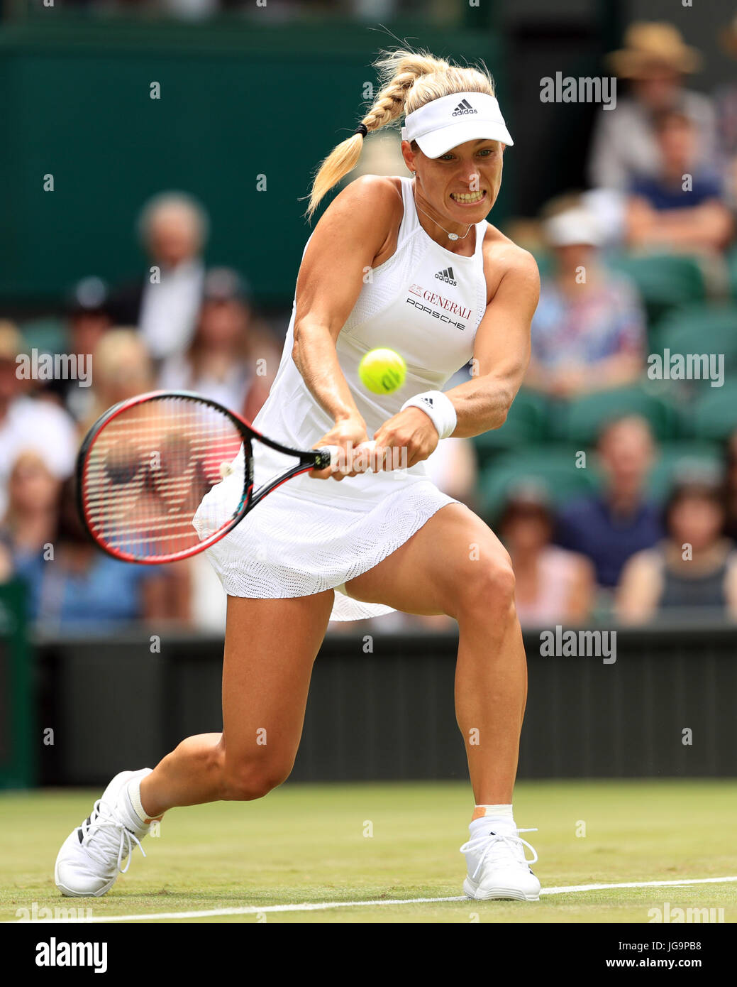 Angelique Kerber in action against Irina Falconi on day two of the Wimbledon Championships at The All England Lawn Tennis and Croquet Club, Wimbledon. PRESS ASSOCIATION Photo. Picture date: Tuesday July 4, 2017. See PA story TENNIS Wimbledon. Photo credit should read: Adam Davy/PA Wire. Stock Photo
