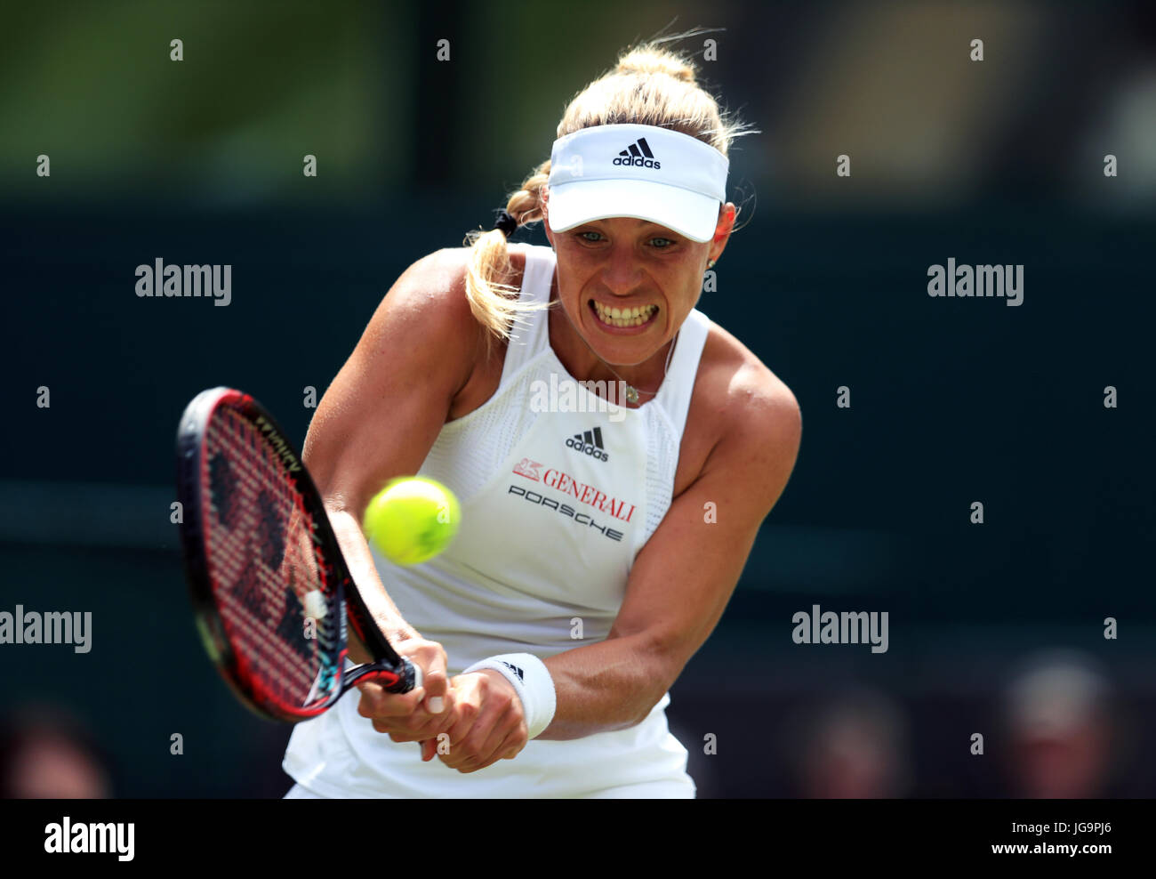 Angelique Kerber in action against Irina Falconi on day two of the Wimbledon Championships at The All England Lawn Tennis and Croquet Club, Wimbledon. Stock Photo
