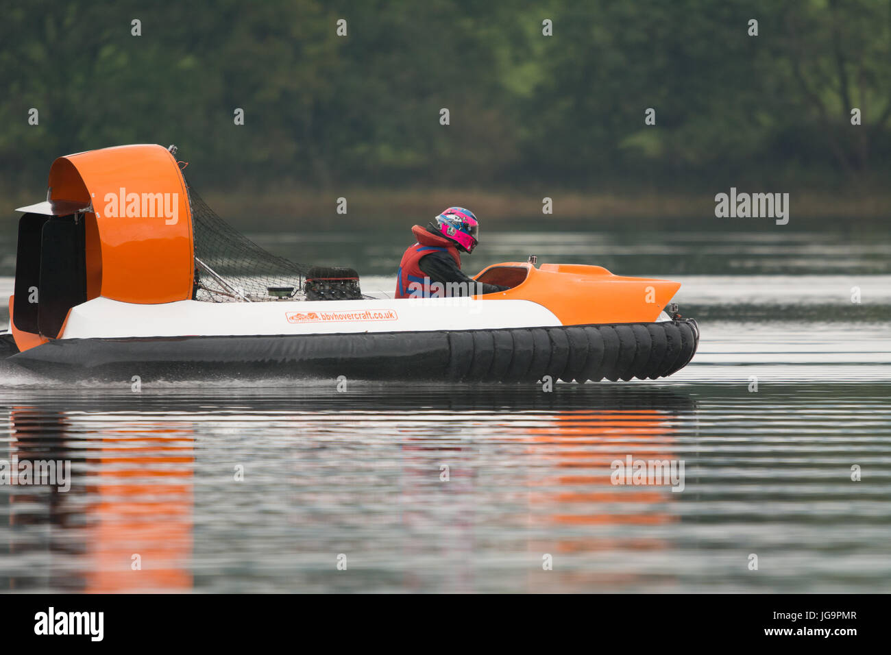Guy Martin attempting Hovercraft speed record on Loch Ken, Dumfries and Galloway, Scotland Stock Photo
