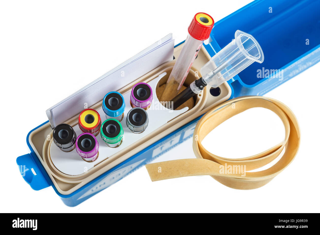 rack of blood tubes with name for proper identification in nurse at ...