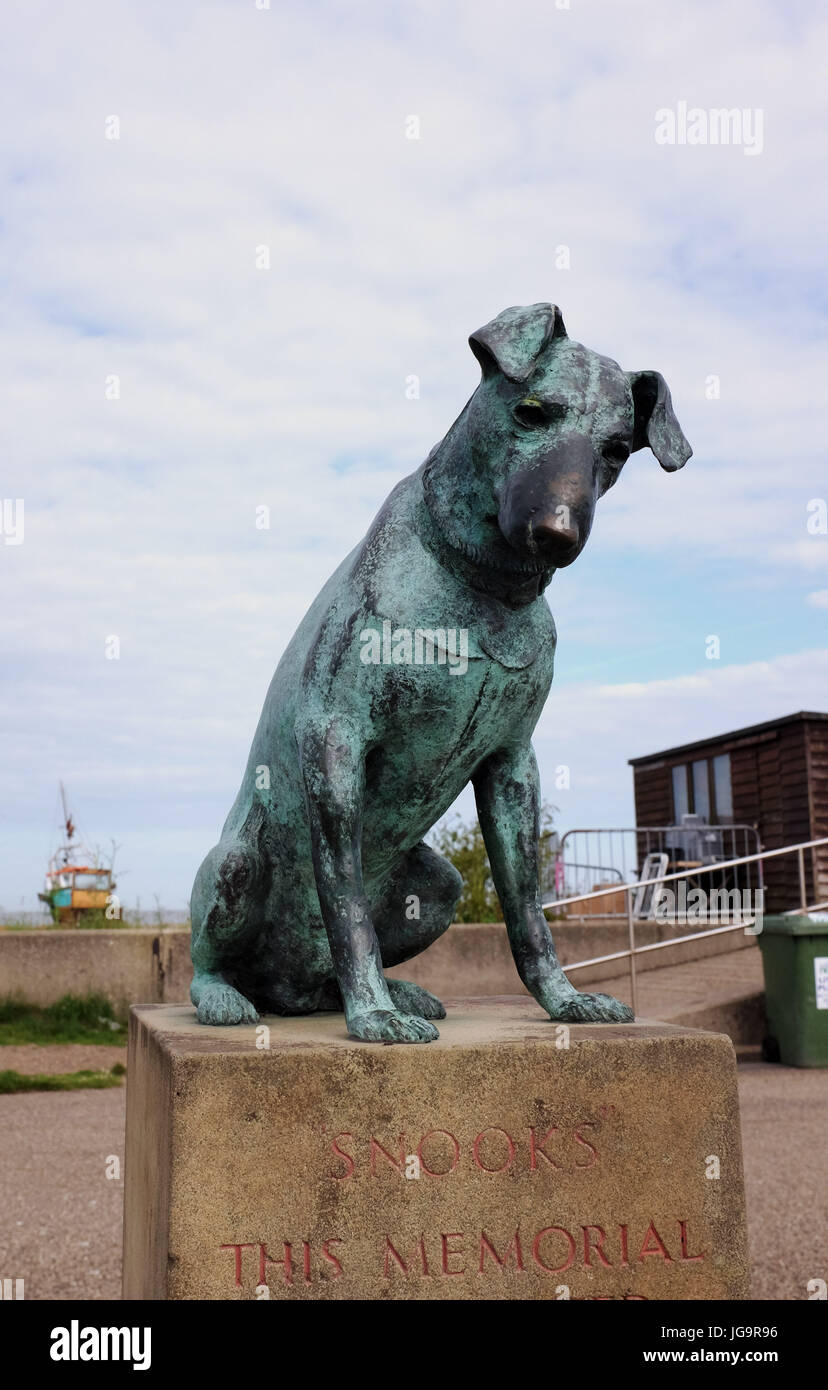 Aldeburgh Suffolk UK June 2017 Snooks the dog sculpture on seafront