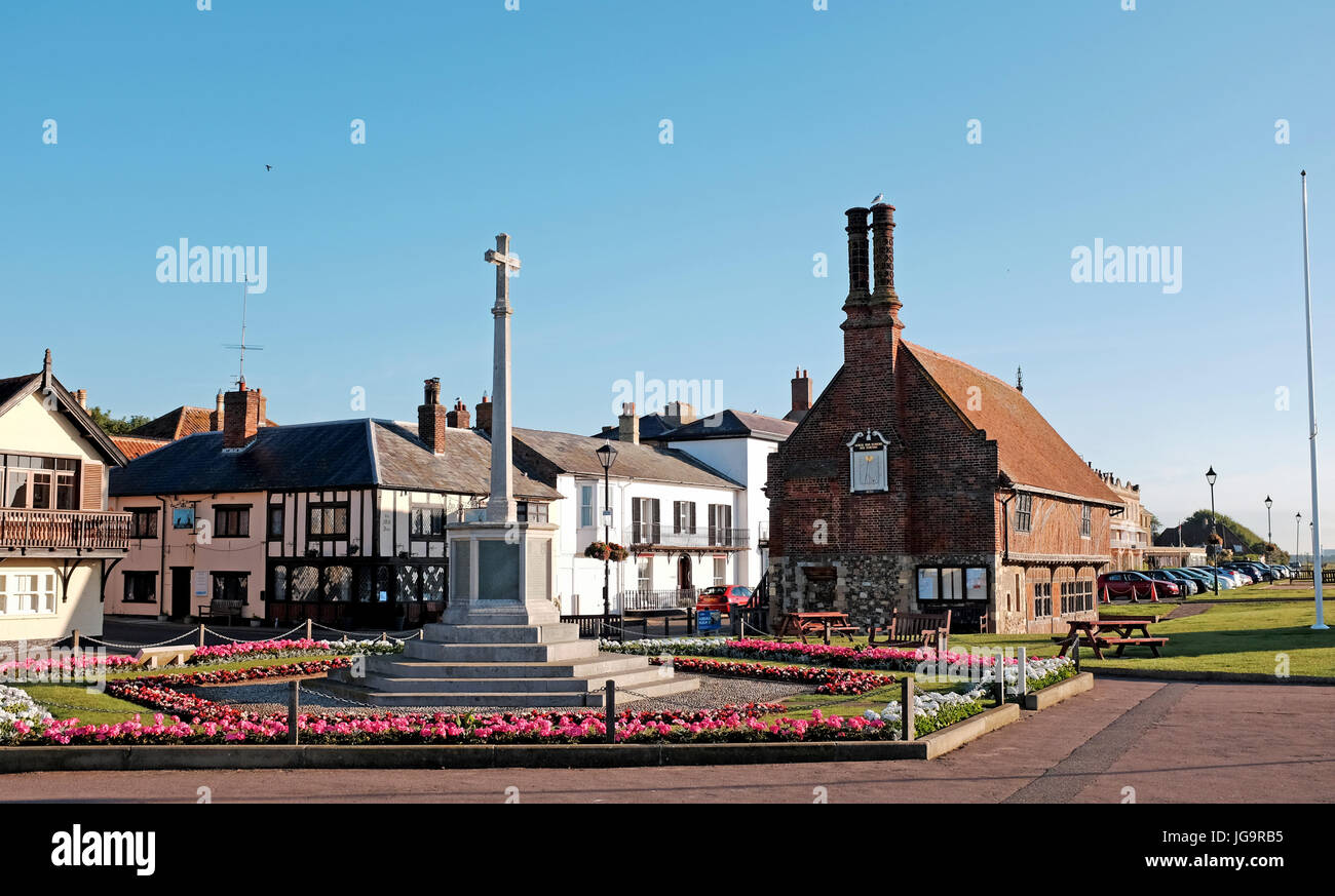 Aldeburgh Suffolk UK June 2017 - The Moot Hall and war memorial Photograph taken by Simon Dack Stock Photo