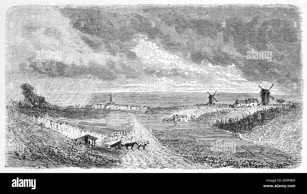 Old view of Champagne lands, France. Created by Lancelot, published on Le Tour du Monde, Paris, 1861 Stock Photo