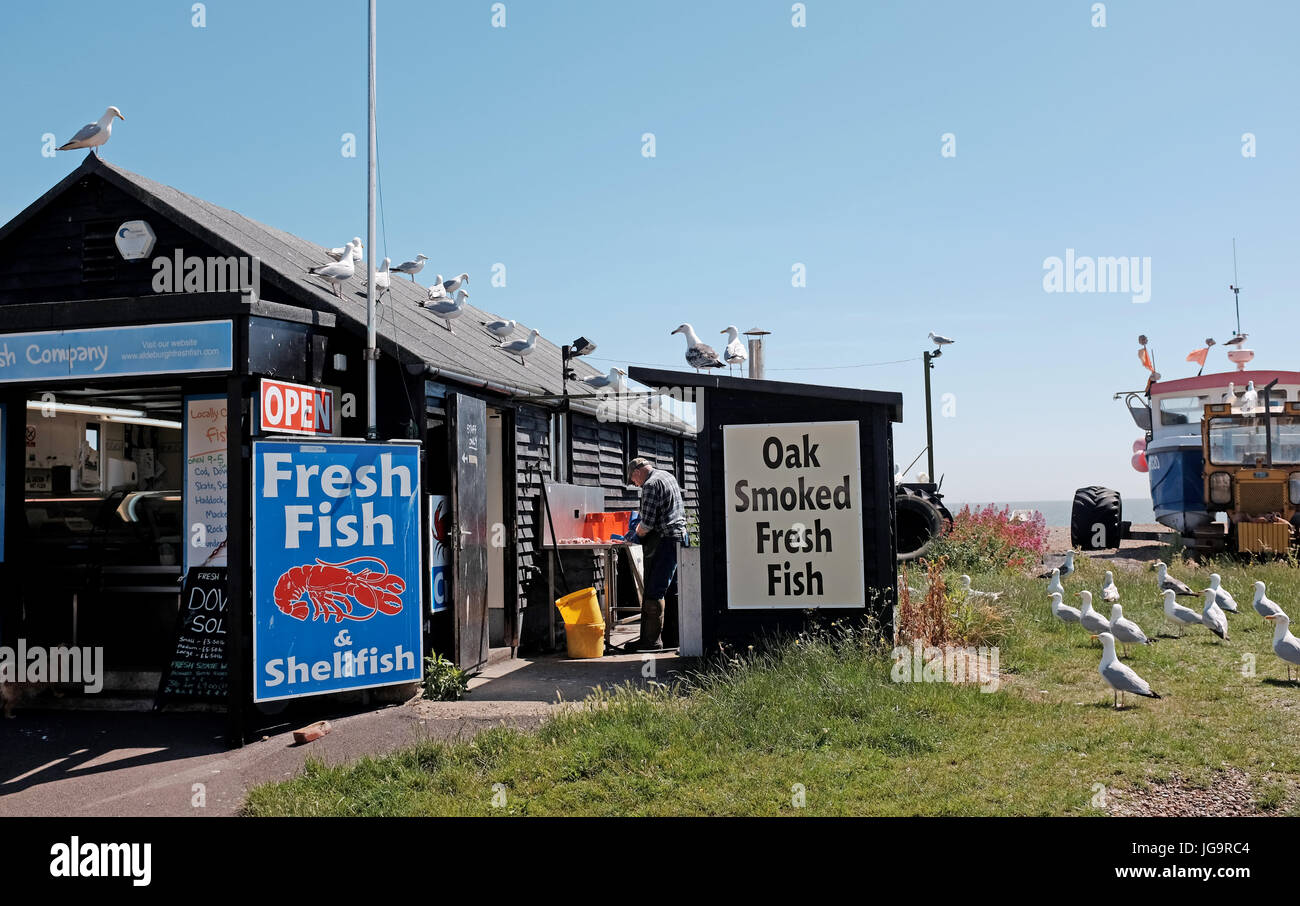 Aldeburgh Suffolk UK One of the Fresh Fish shops and stalls on the