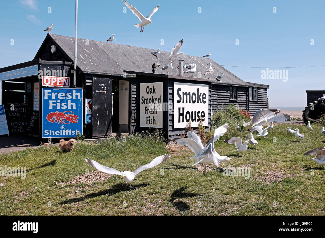 Aldeburgh Suffolk UK June 2017 One of the Fresh Fish shops and stalls