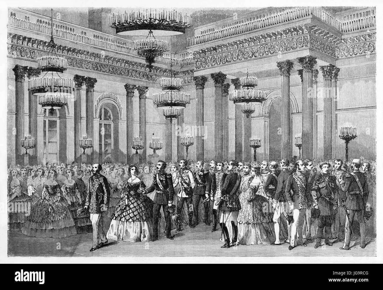 Old illustration of court ball in Saint Petersburg, Russia. Created by Blanchard, published on Le Tour du Monde, Paris, 1861 Stock Photo