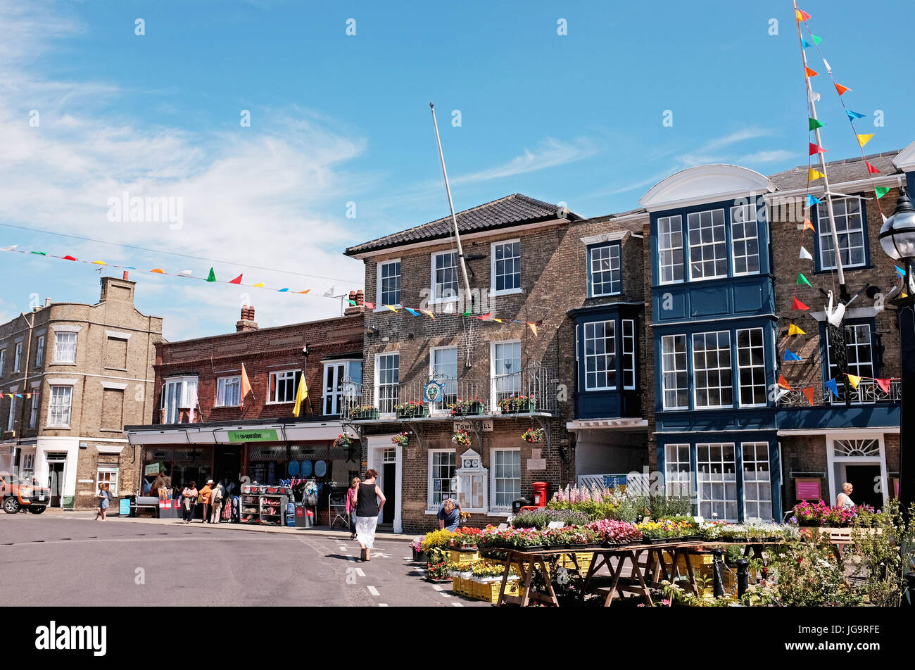 Southwold Suffolk UK  - The Town Hall and Swan hotel Stock Photo