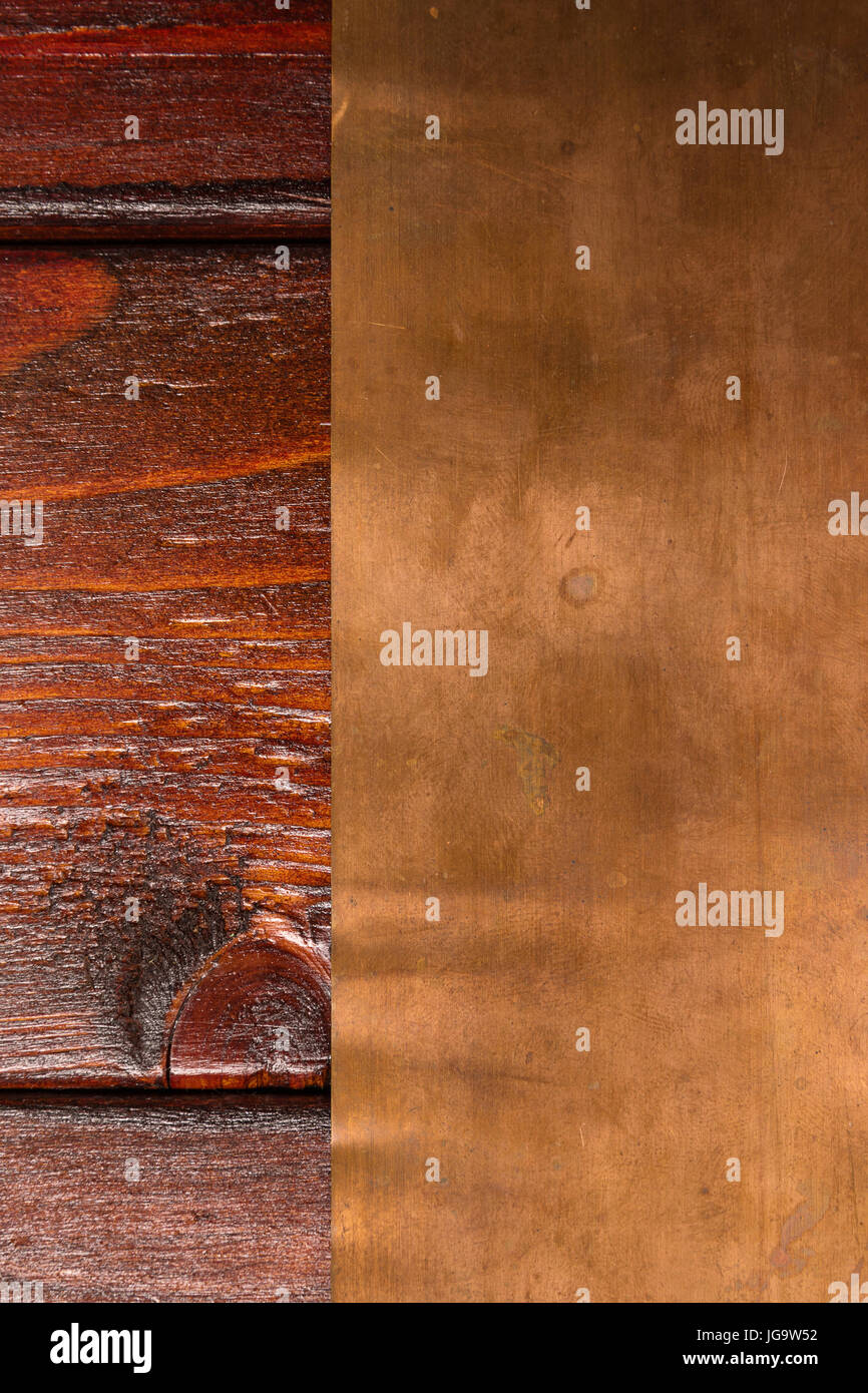 Vintage copper and wooden background Stock Photo - Alamy