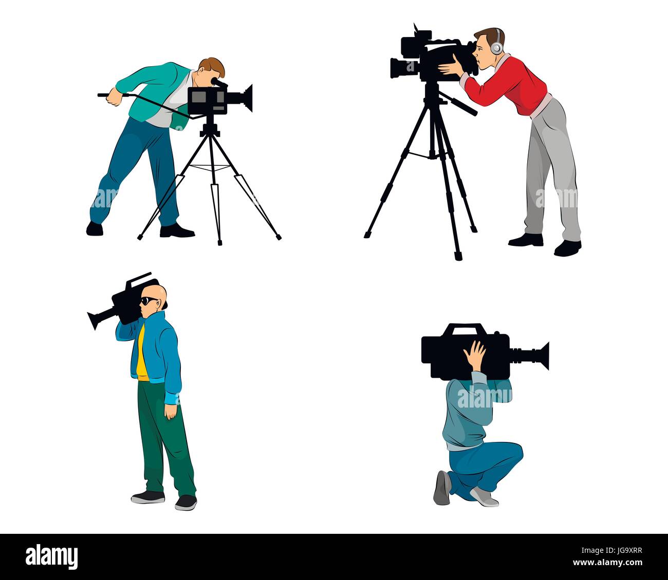 Vector illustration of a six videographers set Stock Vector Image & Art