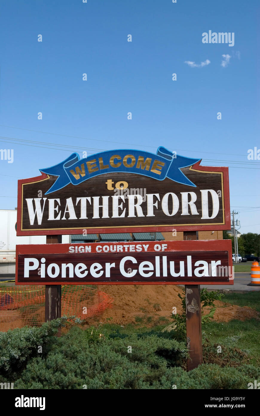 to Weatherford sign Oklahoma USA Stock Photo 147736343 Alamy