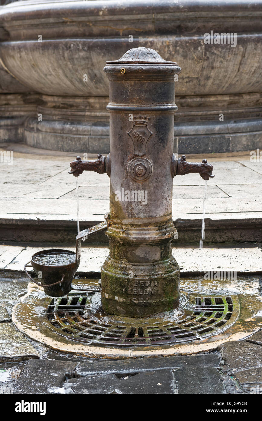 They are called nasoni public drinking fountains in Rome that distribute  free drinking water. This name is inspired by the typical curved iron faucet  Stock Photo - Alamy