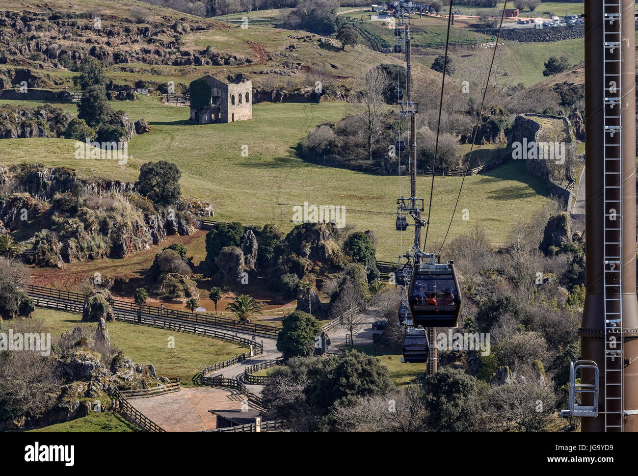 Cablecar of the Cabárceno Nature Park, cantabria, Spain, Europe Stock Photo