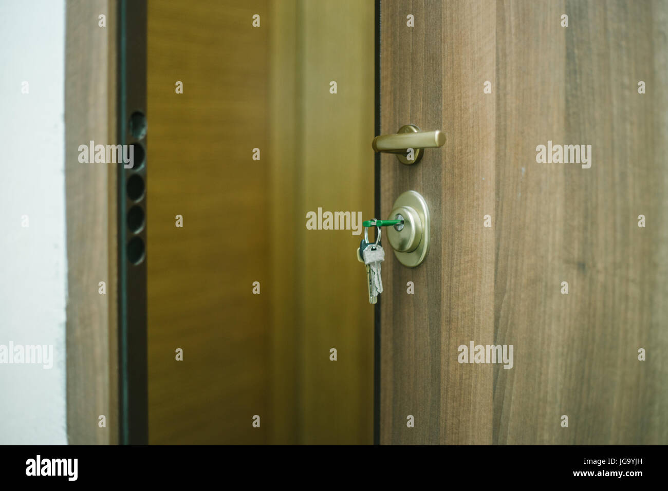The Keys In The Lock Of The Door On The Outside Safety Locked