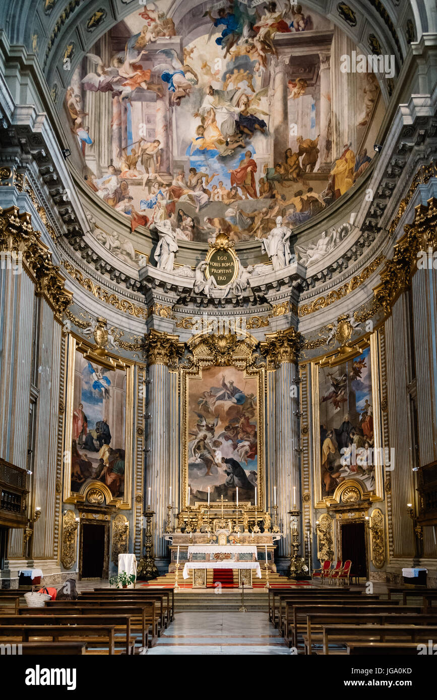 Rome, Italy - August 18, 2016: Interior view of church of St. Ignatius ...