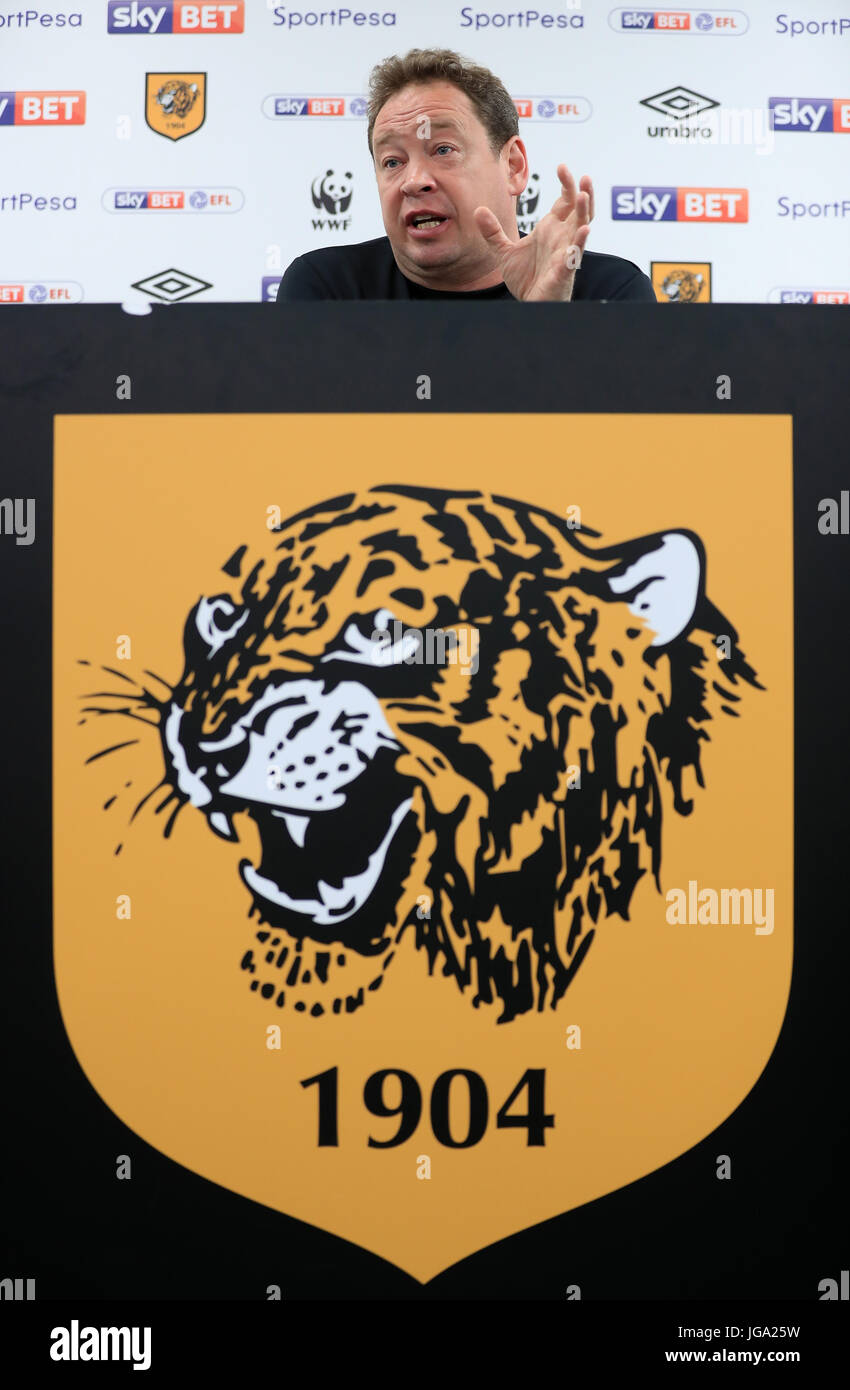 Hull City manager Leonid Slutsky during a press conference at the University of Hull Training Ground. Stock Photo