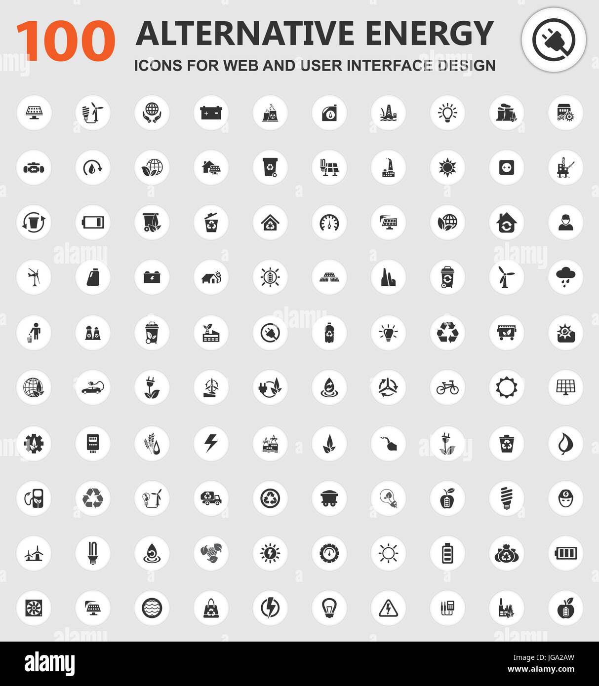 Alternative energy icons for web and user interface design Stock Vector ...
