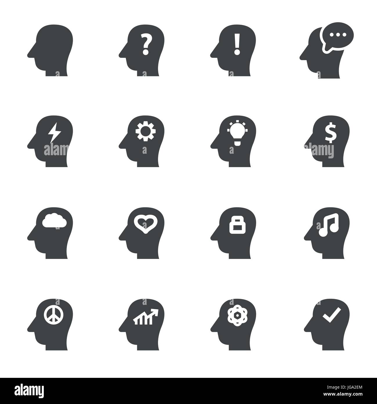 Vector black thoughts icons set Stock Vector