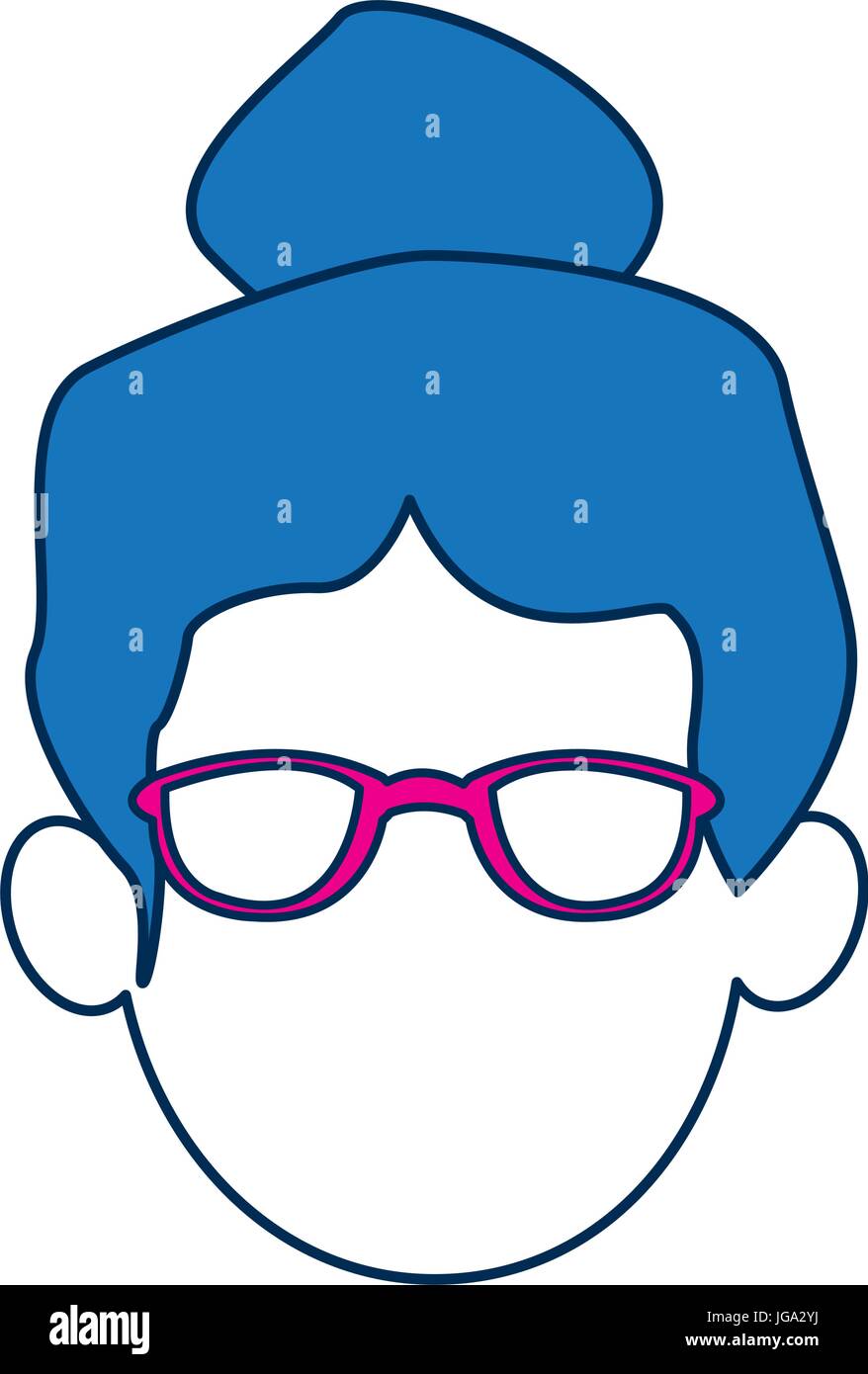 woman avatar faceless with glasses and blue hair people Stock Vector ...