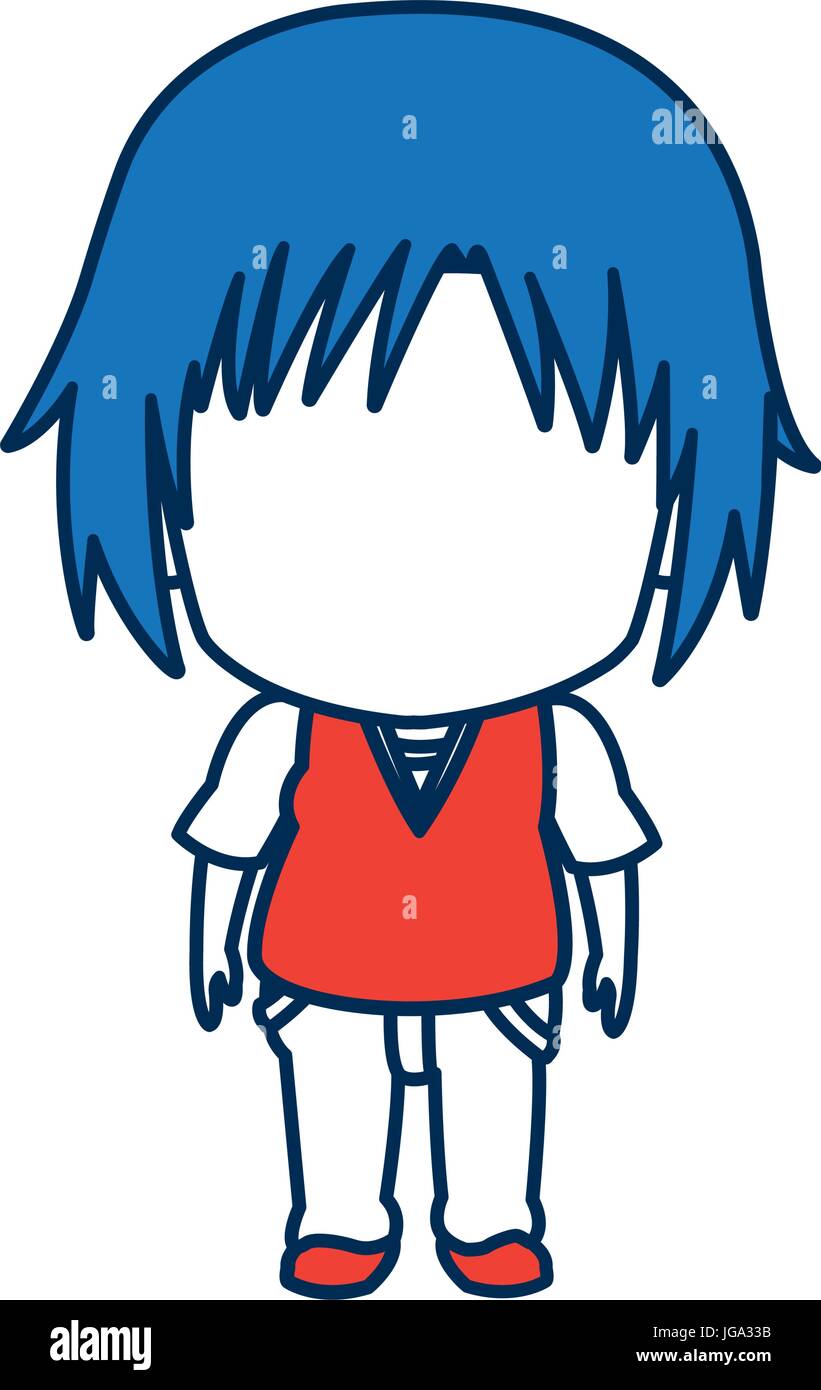 Boy Anime Male Manga Cartoon Comic Blue Hair Stock Vector Image Art Alamy