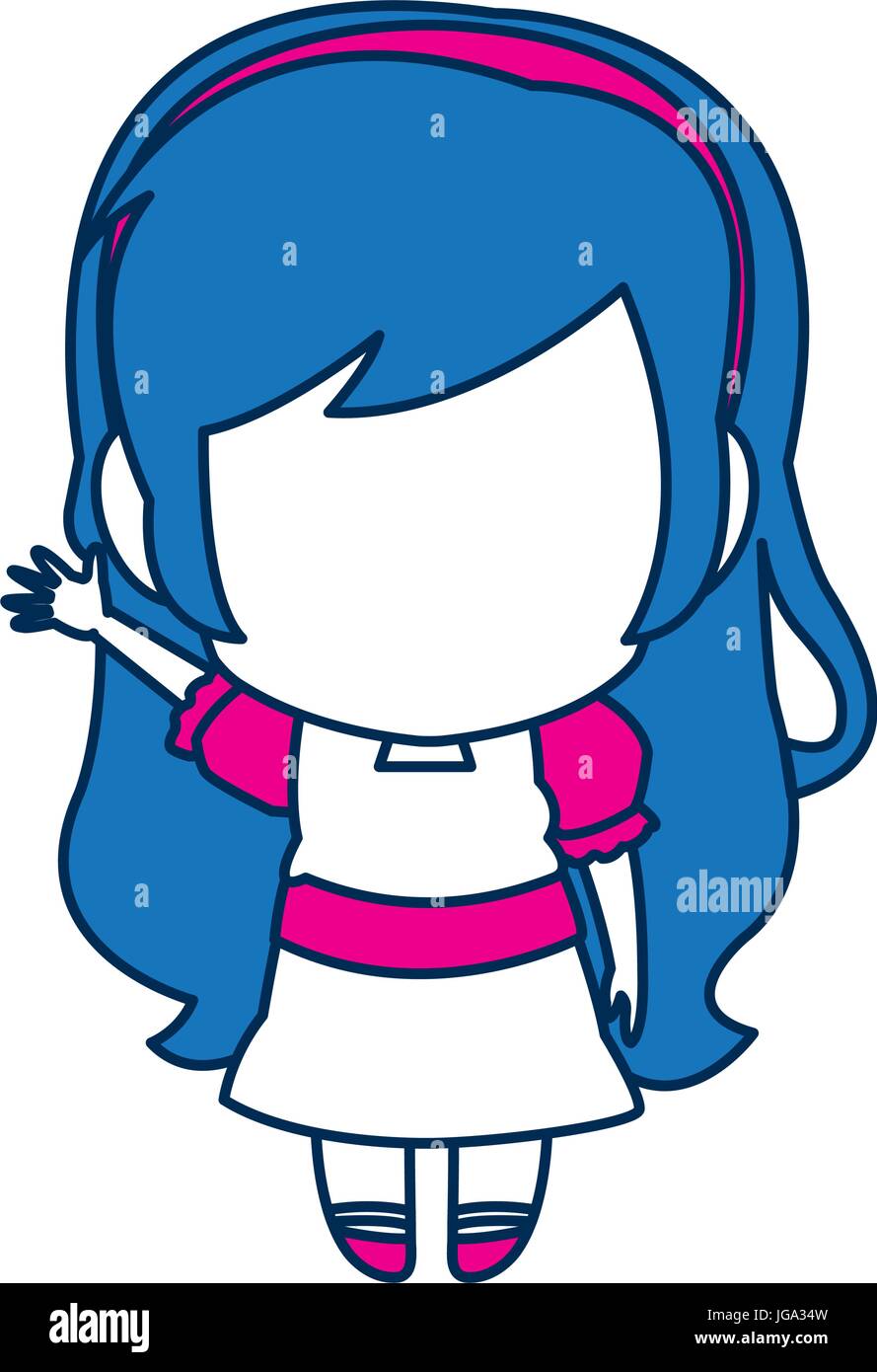 cute anime chibi little girl cartoon style Stock Vector Image & Art - Alamy