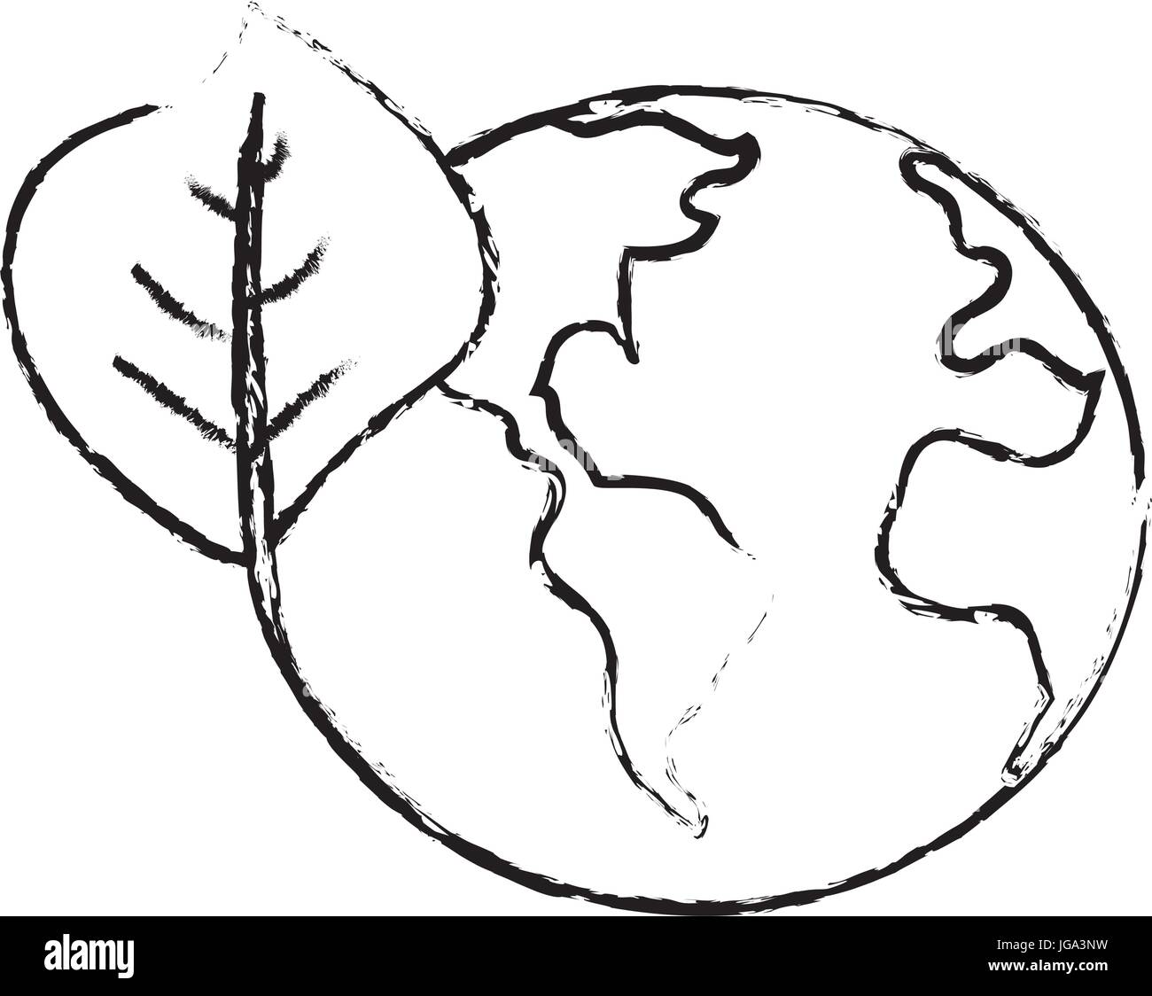 figure global earth planet with leaf symbol to environment care Stock ...