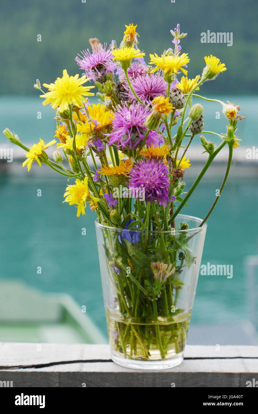 Bouquet of wild flowers in a vase Stock Photo Alamy