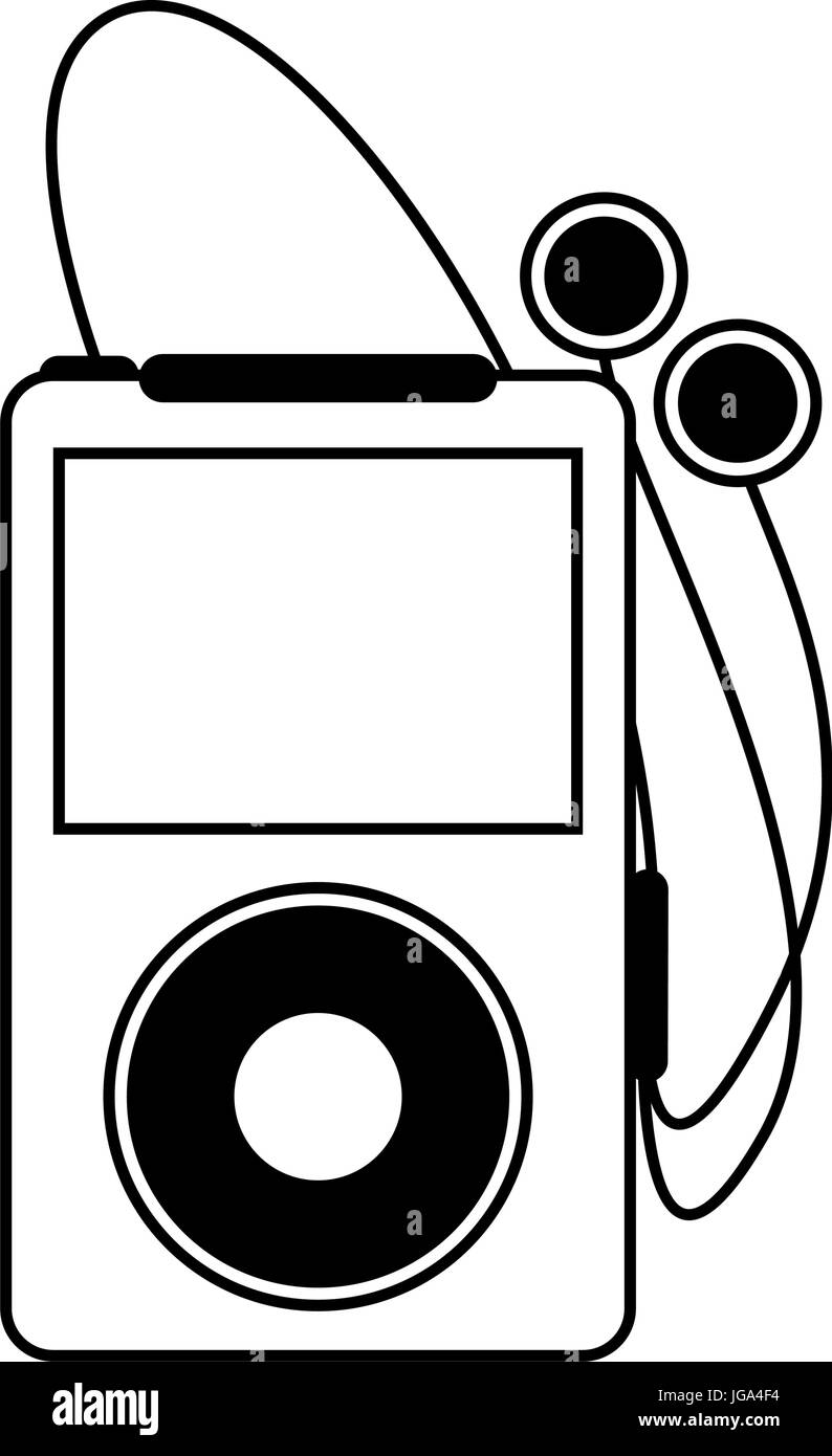 portable music player with earphones icon image Stock Vector Image ...