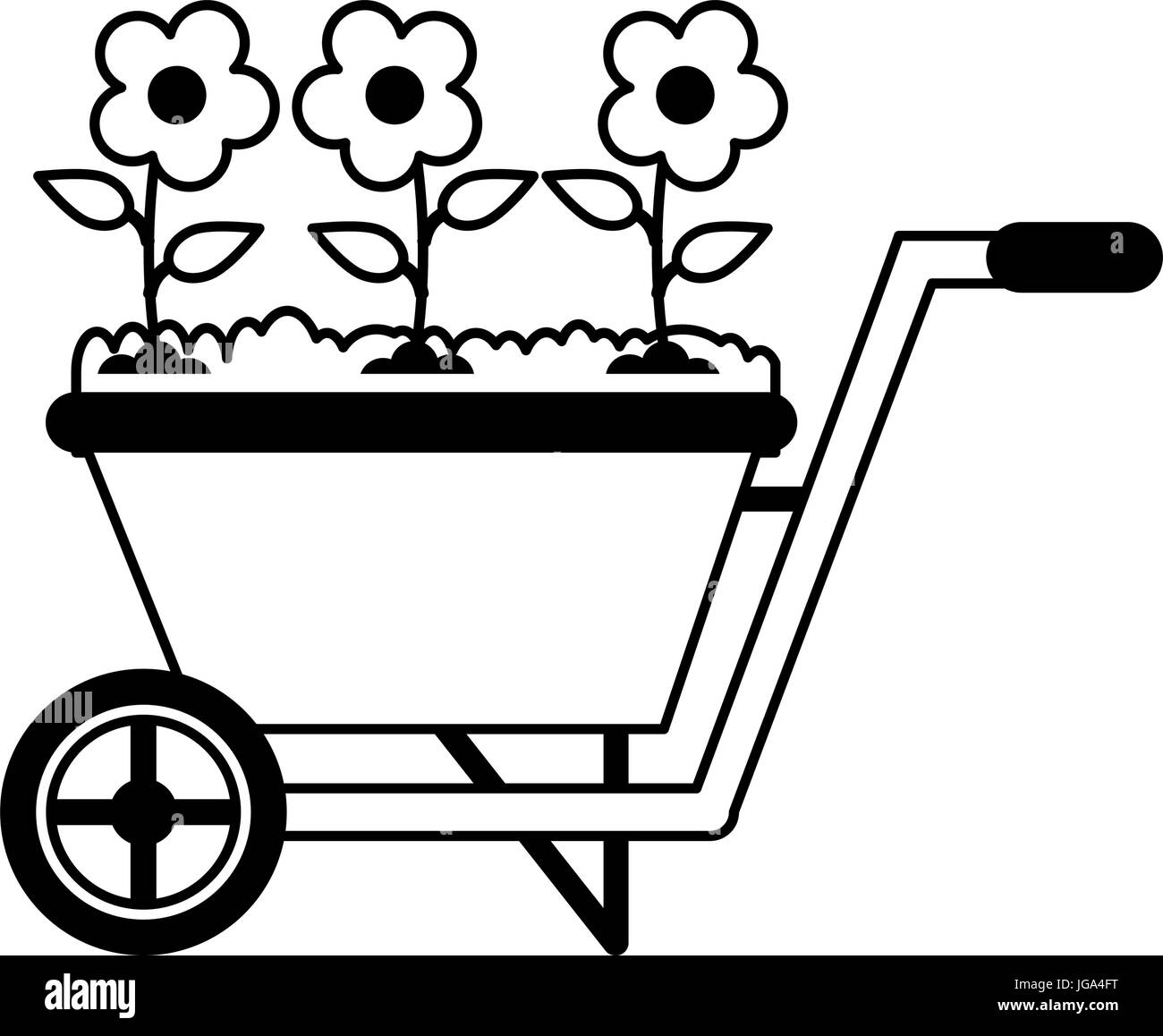 wheelbarrow gardening tool icon image  Stock Vector