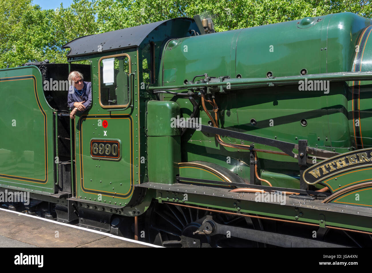 Great Western Railway (GWR) 6959 Class  4-6-0 steam locomotive at Rawtenstall station, on the East Lancashire Railway, Rossendale, Lancashire, UK. Stock Photo