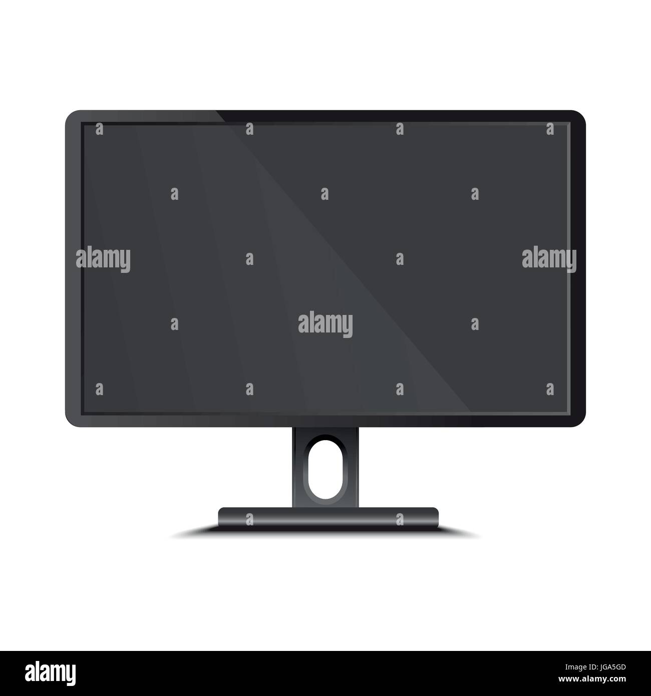 Black flat led monitor of computer or TV isolated on white background ...