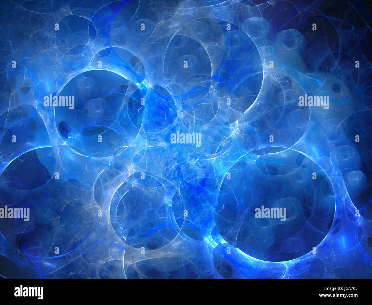 Blue glowing multidimensional bubbles in space, multiverse, computer generated abstract