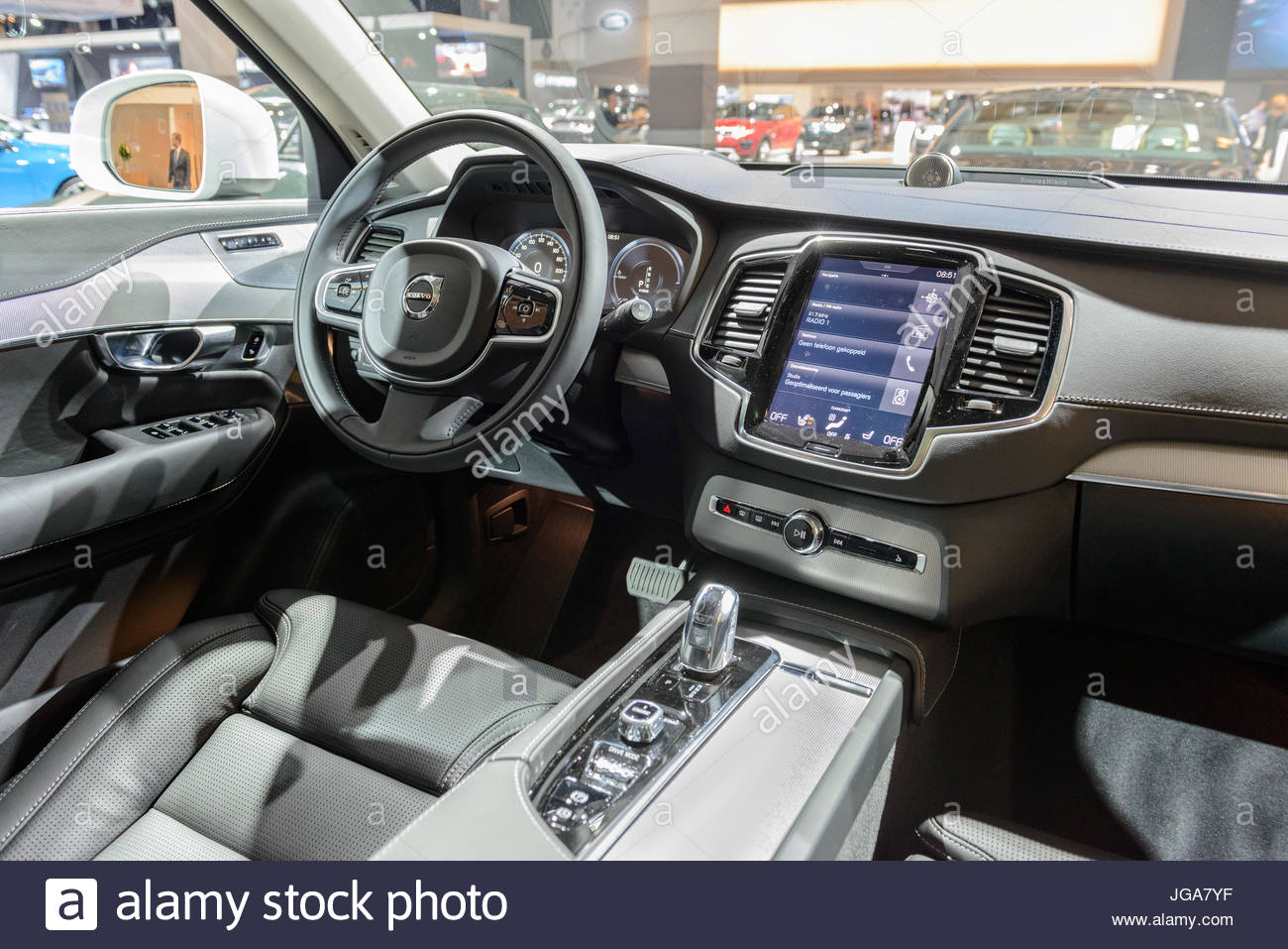 Interior on a Volvo XC90 mid-size luxury crossover SUV front view ... Interior on a Volvo XC90 mid-size luxury crossover SUV front view ...