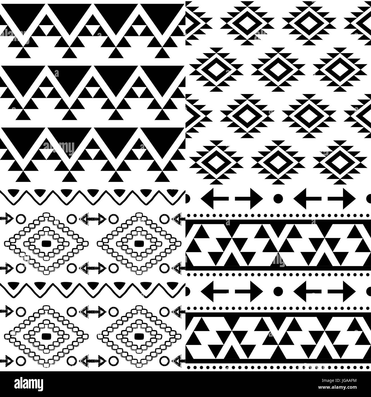 Aztec Vector Pattern Set, Tribal Background Collection, Navajo Design ...
