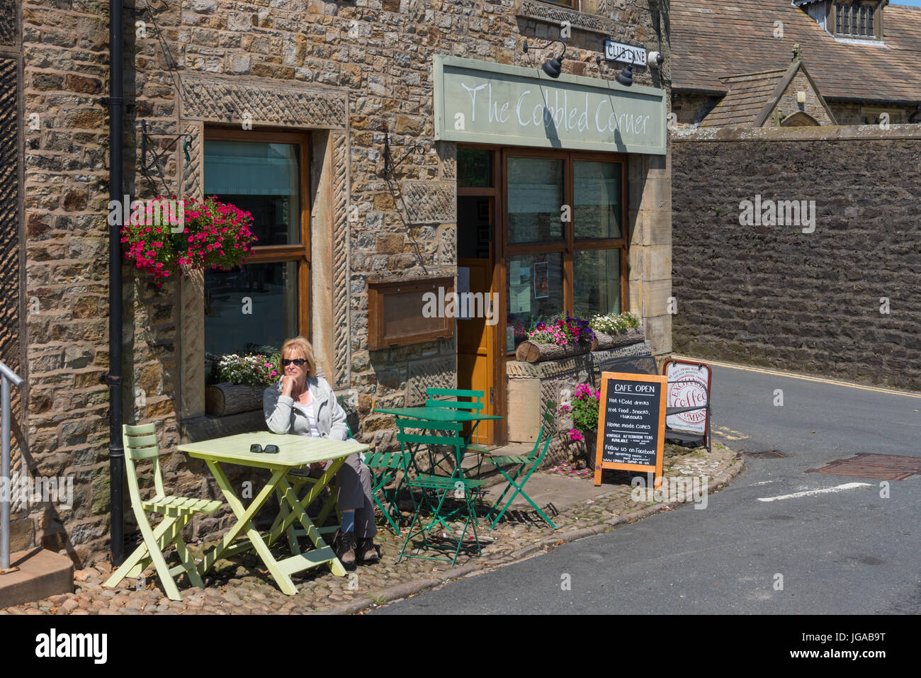 The Cobbled Corner Cafe on Club Lane in Chipping Lancashire Stock Photo